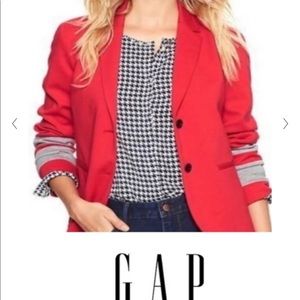 Gap Womens Career Academy Blazer Red with Gray Varsity Stripes LIKE NEW size 10